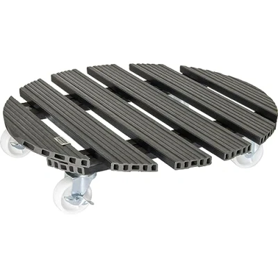 Imagen de WAGNER Soporte con Ruedas para Plantas WPC Ø 50 x 11 cm I Carrito Flores Uso Exterior + Interior Wood Plastic Composite FSC®, Antracita Carga 120 kg 20056501