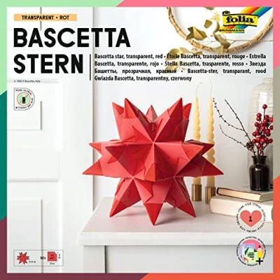 Imagen de Folia 820/2020 DIY kit Bascetta Set creativo de estrellas (20 x 20 cm) (32 hojas papel transparente color rojo) [Importado Alemania]
