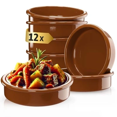 Imagen de ToCi Juego de 12 cuencos para tapas, color marrón, 175 ml, cuenco Cazuela, barro y postre, mediterráneos, diámetro 11,5 cm, tonware tradicional España