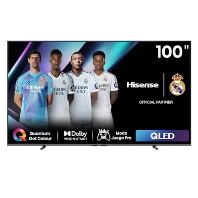 Imagen de TV QLED 100&quot; Hisense 100E7NQ Pro, UHD 4K, Game Bar, 144Hz, Dolby Vision IQ, Atmos, Subwoofer, IA, Negro