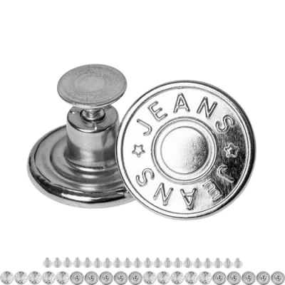 Imagen de Reemplazo de Botón del Pantalón para Botones 18 20 mm, Paquete Perno Plata Jeans mm Diámetro, Reparación la Chaqueta Mezclilla Clip, Metal