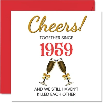 Imagen de Divertida tarjeta de 64 aniversario para marido y esposa, Juntos desde 1959, tarjetas feliz boda pareja, regalos Te amo, felicitación 145 mm x