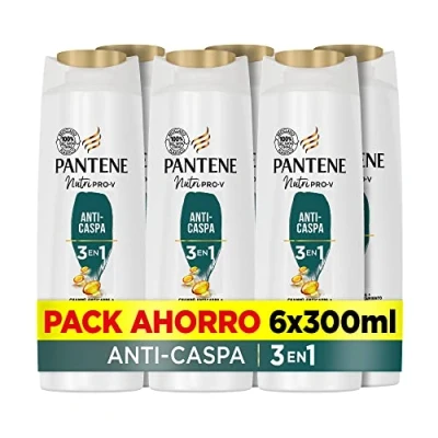Imagen de Pantene Champú Anticaspa + Acondicionador Tratamiento 3en1 Nutri Pro V, para todo tipo de cabello, 6x300 ML
