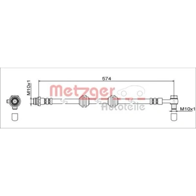 Imagen de METZGER 4111760 Latiguillos de Freno Eje trasero, derecha 574 M10x1 LAND ROVER: Range Rover Evoque, Evoque Cabrio
