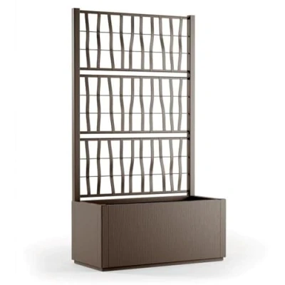 Imagen de Jardinera Ethica rectangular 80 cm con enrejado color topo