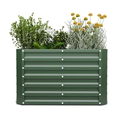 Imagen de blumfeldt Jardineras Exterior Grandes Bancal Elevado 600L en Acero Galvalume Resistente a la Intemperie, Diseño Ergonómico con Base Abierta para Flores, Hierbas &amp; Hortalizas, Montaje Fácil