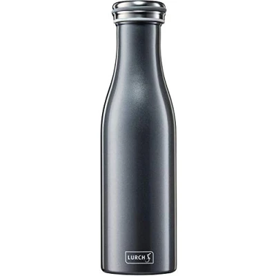 Imagen de Lurch 240854 Termo para Bebidas frías y Calientes de Acero Inoxidable Doble Pared 0,5 l, Color Metalizado, Antracita/Plateado