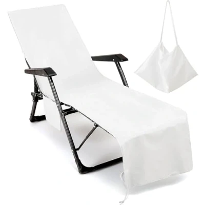 Imagen de Fundas Tumbona con Bolsillo, Toalla de Playa Secado Rápido para Silla Playa/Colchoneta Jardin, Funda Protectora Cojines Tumbonas, Microfibra Cubierta Piscina(L11 1)