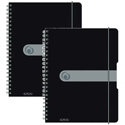 Imagen de Herlitz 11293073 To Go Cuaderno de espiral (A4, papel sin madera, 80 hojas, 2 unidades), color negro