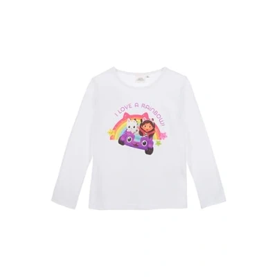 Imagen de Gabby&#039;s Dollhouse Camiseta de manga larga algodón con estampado &quot;Amo el arcoíris&quot; para niñas (IT, edades, 4 años, regular, blanco), Color blanco.