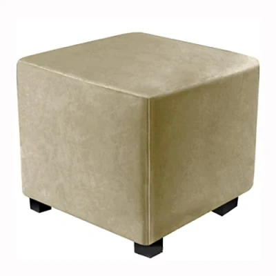 Imagen de XGANGM Funda de Puff Cuadrado Elástica Terciopelo Otomana Reposapies Sofa Cuadrada Fundas Taburete para Pequena 40x40/ 60x60/70x70/ 90X90cm Otomana,Taupe,40x40cm(16x16in)
