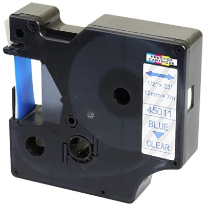 Imagen de Casete de Cinta compatible con DYMO 45011 S0720510 Azul sobre Transparente 12mm x 7m para LabelManager 160 210D 220P 260P 280 360D 420P 500TS PnP MobileLabeler LabelPoint LabelWriter 450 Duo