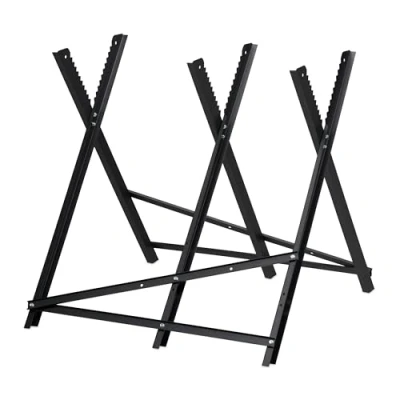 Imagen de Relaxdays Caballete para Motosierra Plegable, Soporte Cortar Leña, hasta 150 kg, Acero, 80 x 81 83 cm, Negro