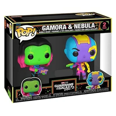Imagen de Funko Pop! Marvel Colección de figuras vinilo luz negra MCU Glow Toy (Gamora y nebulosa (paquete 2)