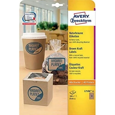 Imagen de Avery Zweckform Purpose Form Etiquetas multiuso, 300 unidades, marrón