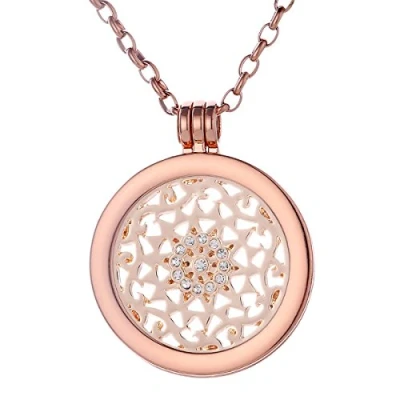 Imagen de Morella Mujeres Collar 70 cm Acero Inoxidable de Oro Rosa y Colgante Amuleto Coin 33 mm Ornamento Sol Color para Damas en Bolsa Joyas