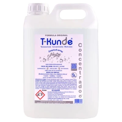 Imagen de Bidón 5 Litros Concentrado Aroma Neutro Detergente Tensoactivo y Multiusos Para Limpieza: Uso Profesional Doméstico Equivale a 75 de Disolución