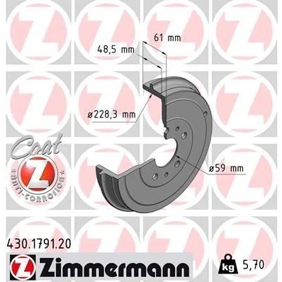 Imagen de ZIMMERMANN COAT Z 430.1791.20 Tambor de Freno 269