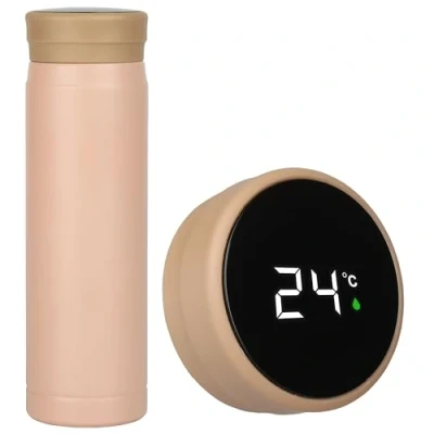Imagen de Belle Vous Termo Pequeño con Pantalla LED de Temperatura Garrafa Termica Inteligente Rosa Acero Inoxidable 280 ml Botella para Mate Te Cafe Agua Caliente o Fria