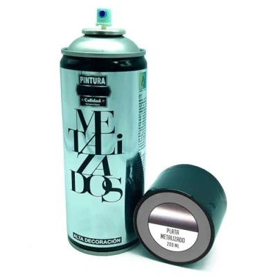Imagen de AC Bote de Pintura en Spray Fabricado España Ideal para cualquier superficie, Madera, Metal, Cartón, Piedra o Cerámica Capacidad 200 ML Color Plata Metalizado