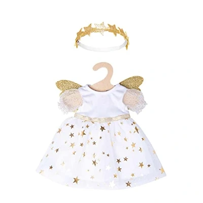 Imagen de Heless 2152 Vestido para muñecas con diseño de ángel la Guarda alas Doradas y Diadema Estrellas, Talla 35 45 cm