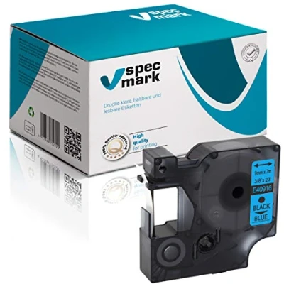 Imagen de specmark compatible para DYMO D1 40916 cinta de escritura 9 mm x 7 m negro sobre azul (S0720710) con impresoras LM Label Manager LP Point LW Writer DUO