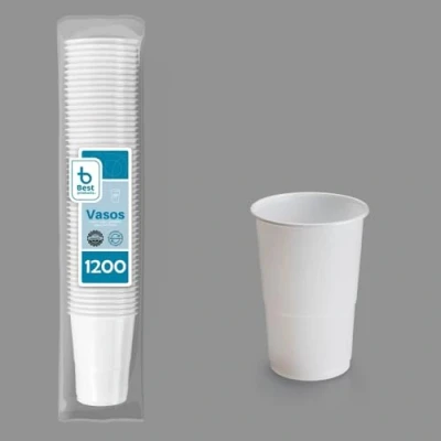 Imagen de BEST PRODUCTS Vasos de plástico desechables Reutilizables Blancos 250 ml Café Refrescos Fiestas y Cumpleaños Aptos para Bebidas Frías Calientes (1200)