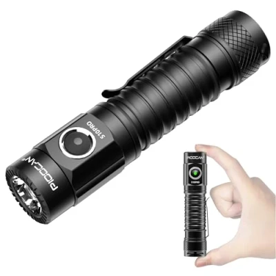 Imagen de PIOOCAN S10Pro Linternas LED Alta Potencia 2500 Lúmenes, Linterna Recargable USB Táctica Militar Potente, Mini EDC a Pilas, IPX8 Impermeable 5 Modos Portátil Flashlight Emergencia Camping