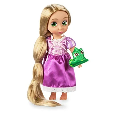Imagen de Disney Store: muñeca en versión niña Coleccionable de Rapunzel (colección Animators), Enredados, 39 cm, Pelo enraizado y Traje realistas, Peluche Pascal Raso Acolchado, para Mayores 3 años