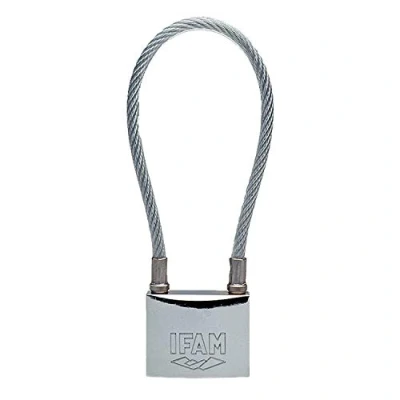 Imagen de IFAM Candado Cable Serie Inox, Acero Flexible, Altura 176 mm, Alta Resistencia a la Oxidación, Ambientes Húmedos, Alto Nivel de Seguridad, Resistente y Cromado