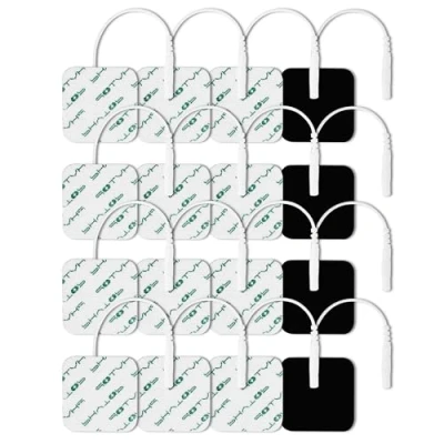 Imagen de almohadillas de electrodos TENS 40x40mm 16 piezas, EMS para dispositivos y entrenadores Conector PIN 2mm, repuesto autoadhesivas electroterapia