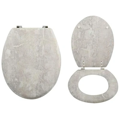 Imagen de MSV 142213 Asiento de Inodoro (bisagras Acero Inoxidable, Madera bambú), Piedra