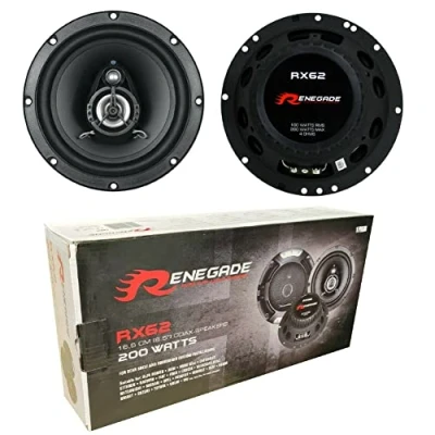 Imagen de 2 Altavoces RENEGADE RX62 coaxial de vías 6,5&quot; 16,50 cm 165 mm diametro 100 vatios rms 200 MAX impedancia 4 ohmios 90 db spl Negro Coche, por par