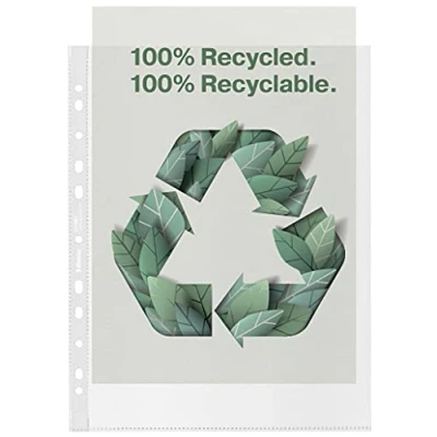 Imagen de Esselte Fundas 100% Recicladas A4 Maxi, Material Resistente Premium 100 Micras en Relieve, Multitaladro, unids, 627503