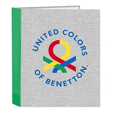 Imagen de Safta BENETTON Pop Carpeta de Folio 4 Anillas, Ideal para Niños Diferentes Edades, Cómoda y Versátil, Calidad Resistencia, Jóvenes, 27x6x33 cm, Color Gris