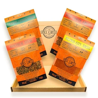 Imagen de Cartel de Spice, Colección América Herbas Artisinales y Mezclas Spice Norte Sudamérica, 4 35 g bolsas resellables