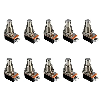 Imagen de E Support 10 Piezas Momentáneo Interruptor de Pedal Efecto Guitarra Presionar el Botón Metal Caja Efectos Stomp