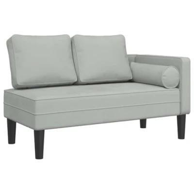 Imagen de vidaXL sofá diván con Cojines Terciopelo Gris Claro, Chaise Longue Silla, Longue, tapizado, Tumbona, de salón