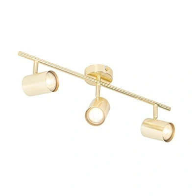 Imagen de Qazqa Plafón moderno latón 3 luces orientable JEANA Acero Alargada Adecuado para LED Max. x 35 Watt