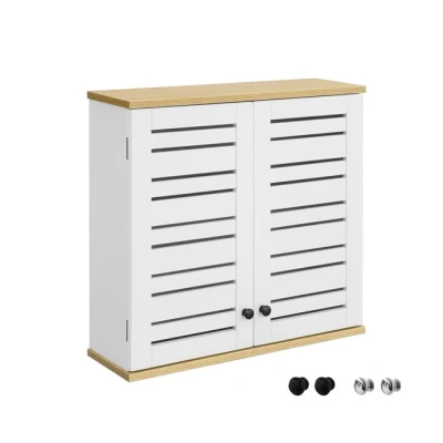 Imagen de SoBuy BZR42 W Mueble de Pared con 2 Puertas Armario Suspendido Cocina Blanco Medidas: 60x19x56cm, ES
