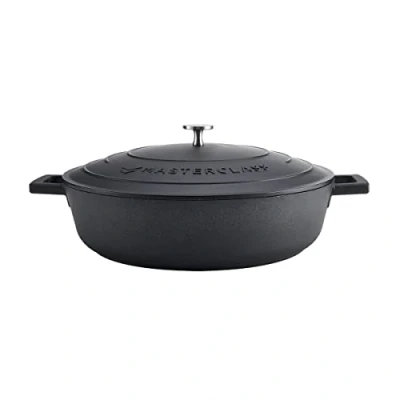 Imagen de MasterClass Cacerola con tapa, poco profunda, 5 L/32 cm, aluminio fundido ligero, apto para inducción, horno y horno, color negro