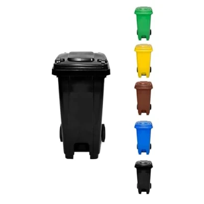 Imagen de JARDIN202 Cubo de Basura 120 Litros con Pedal y Ruedas Contenedor Robusto L (Negro)