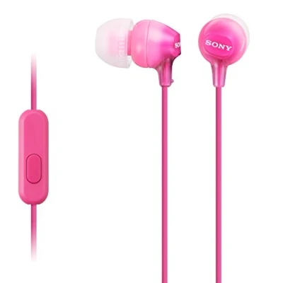 Imagen de Auriculares de botón Sony MDR EX15APPI, Con micrófono, 8Hz 22000Hz, 100dB/mW, Botón, Tapones Silicona, Iman Neodimio, Rosa