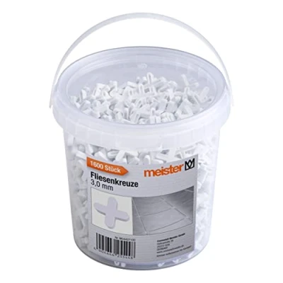 Imagen de Meister 4427100 Separadores para azulejos (3,0 mm, 1600 unidades, polipropileno resistente), color blanco
