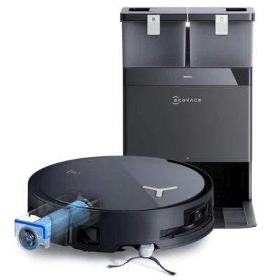 Imagen de ECOVACS DEEBOT X8 Omni Robot Aspirador, 18000 Pa, fregona autolavable instantánea OZMO Roller, Lavado con Agua Caliente a 75 ℃, Secado Aire Caliente, Negro