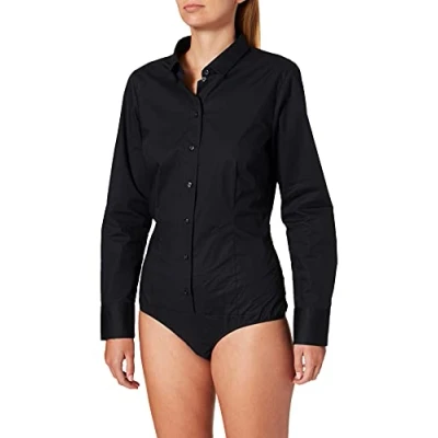 Imagen de Seidensticker Bodybluse Langarm Slim Fit Uni Bügelfrei Blusa Mujer, Negro (39) A2, 36