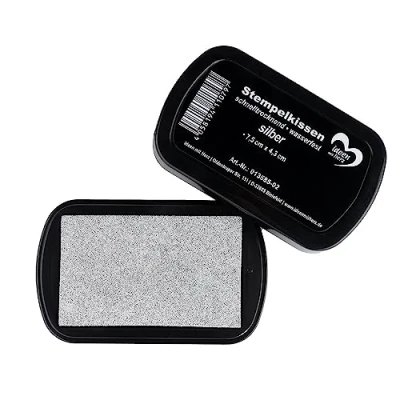 Imagen de Ideen mit Herz Almohadilla de tinta Secado rápido Resistente al agua 7,5 cm x 4,3 (plata)