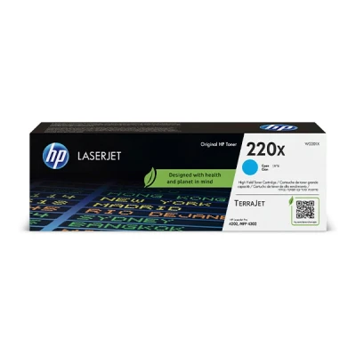 Imagen de Tóner HP LaserJet 220X Cian, Alto rendimiento, Hasta 5500 páginas, TerraJet, Cian