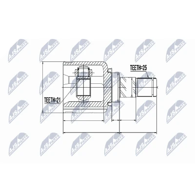 Imagen de NTY NPW NS 015 Junta Homocinética Transmisión automática Eje delantero, izquierda, derecha, lado de rueda