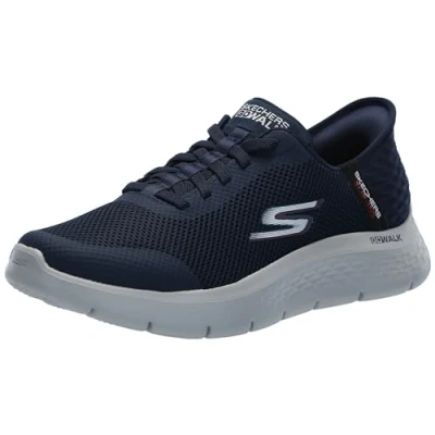 Imagen de Skechers Zapatos sin cordones para hombre, caminar y flexionar con las manos arriba, marino, 12 X Wide